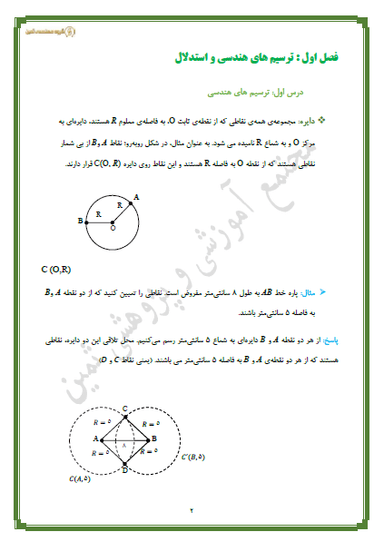 تصویر محصول خلاصه نکات هندسه فصل اول-درس1: ترسیم های هندسی دهم رشته ریاضی