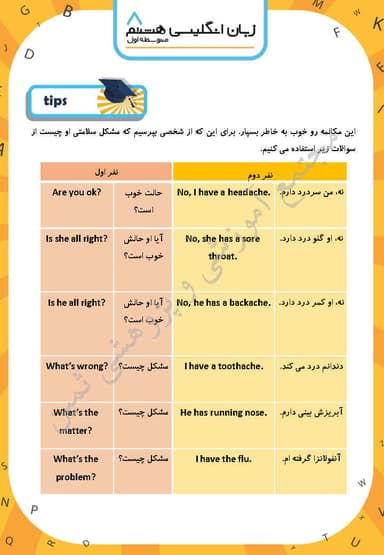تصویر محصول نمونه سوال حل شده زبان انگلیسی Lesson 4: My Health هشتم متوسطه اول