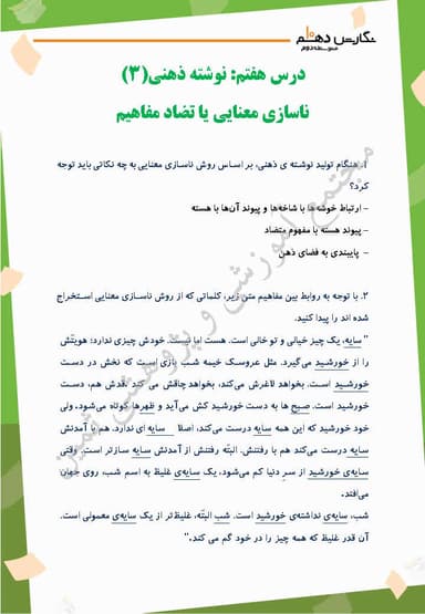 مشاهده جزئیات محصول نمونه سوال حل شده نگارش دهم درس 7 (نوشتۀ ذهنی (3) ناسازی معنايی يا تضاد مفاهیم) / ریاضی و تجربی و انسانی 1404 تصویر محصول نمونه سوال حل شده نگارش دهم درس 7 (نوشتۀ ذهنی (3) ناسازی معنايی يا تضاد مفاهیم) / ریاضی و تجربی و انسانی 1404