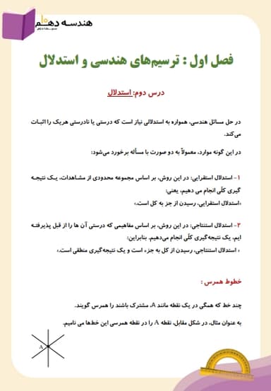 مشاهده جزئیات محصول خلاصه نکات هندسه دهم فصل 1 درس دوم (استدلال) / ریاضی 1404 تصویر محصول خلاصه نکات هندسه دهم فصل 1 درس دوم (استدلال) / ریاضی 1404