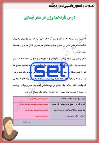 درس یازدهم: وزن در شعر نیمایی
